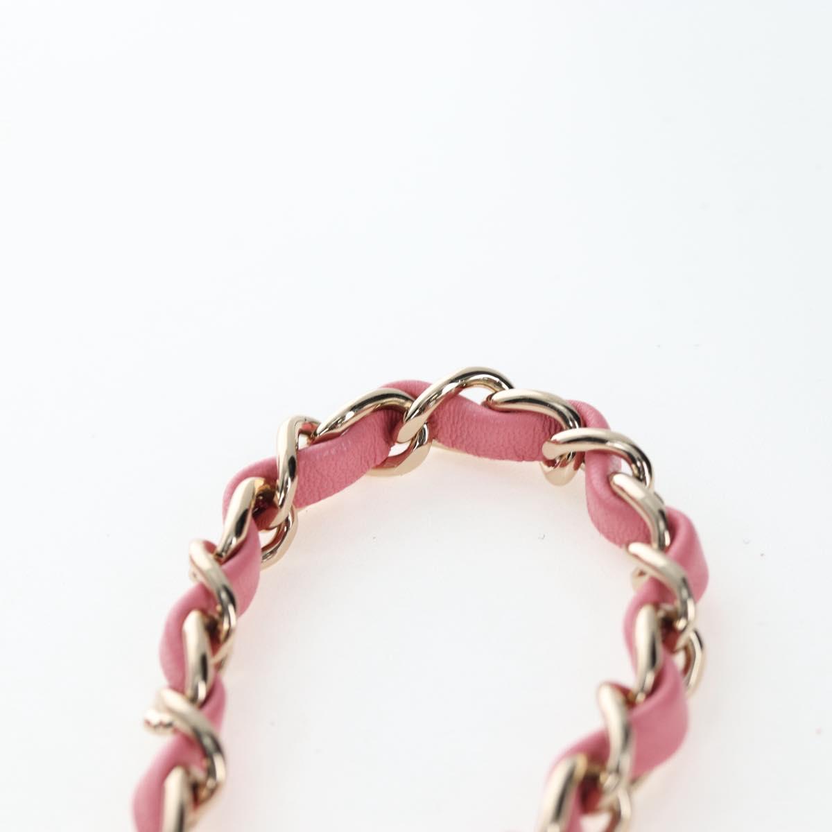 CHANEL Chain Matelasse 20 Shoulder Bag Tweed Pink Gold CC Auth BA15644SM