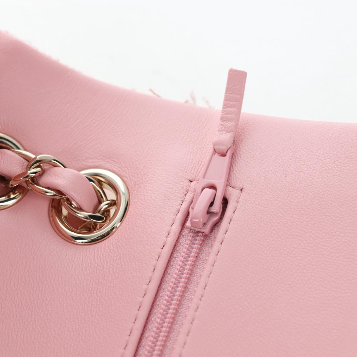 CHANEL Double Flap Chain Matelasse 25 Bag Tweed Pink Gold CC Auth BA15645SM