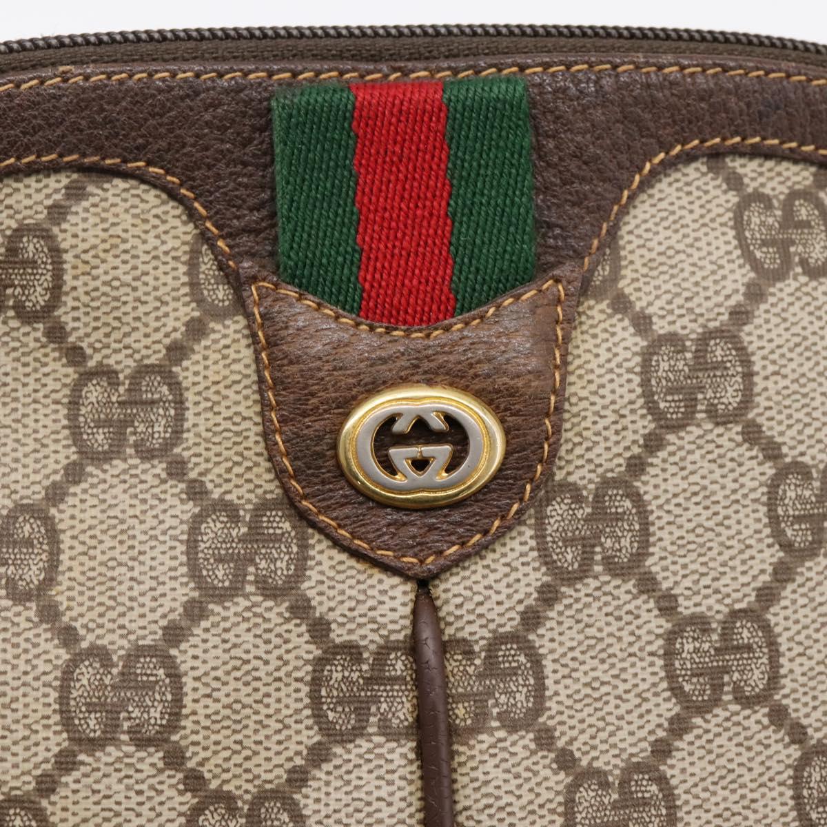 GUCCI GG Supreme Web Sherry Line Bag PVC Beige Gold 904 02 047 Auth BA15648