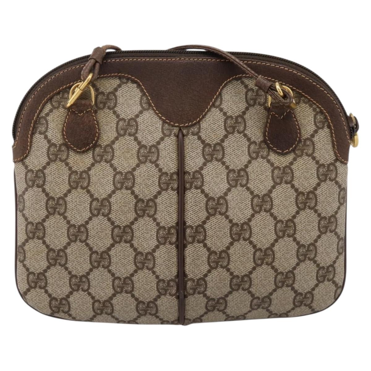 GUCCI GG Supreme Web Sherry Line Bag PVC Beige Gold 904 02 047 Auth BA15648
