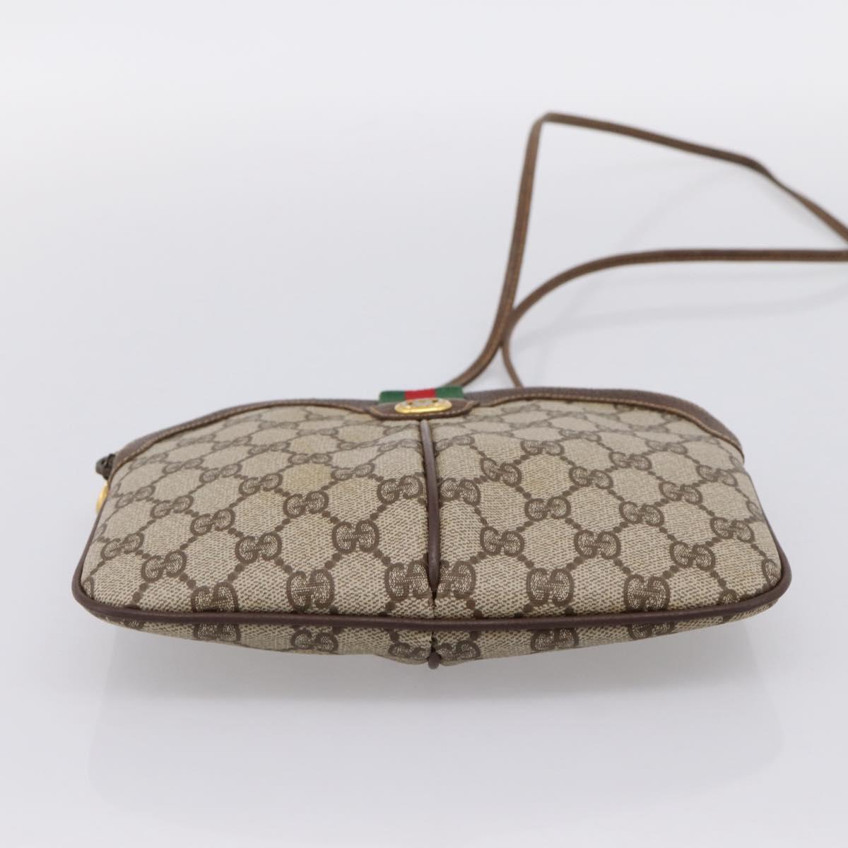 GUCCI GG Supreme Web Sherry Line Bag PVC Beige Gold 904 02 047 Auth BA15648