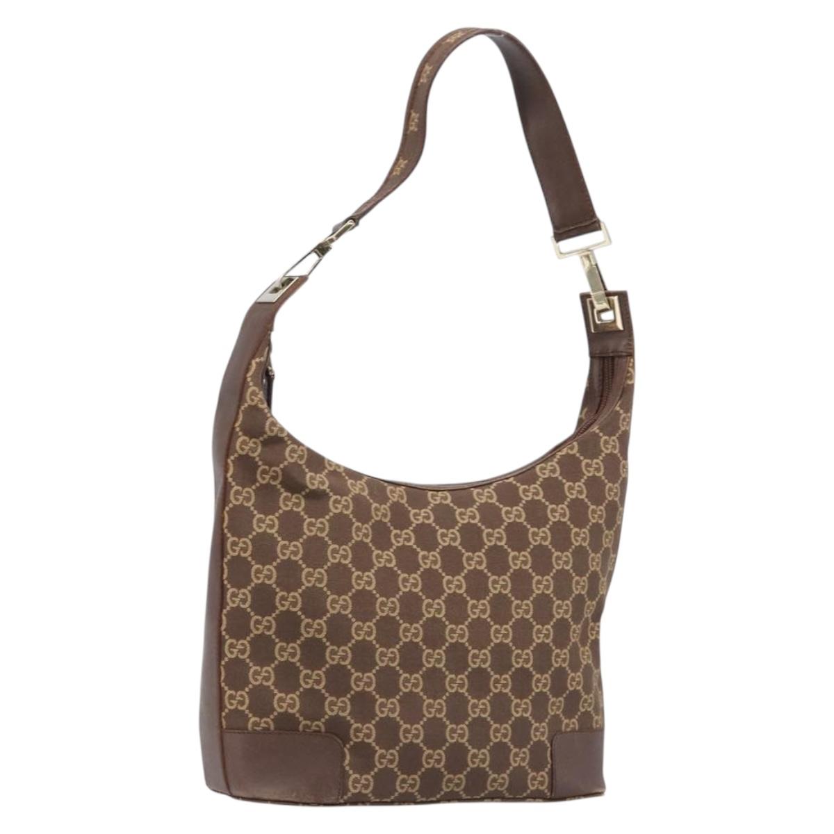 GUCCI GG Canvas Shoulder Bag Brown Gold 001 4204 Auth BA15649
