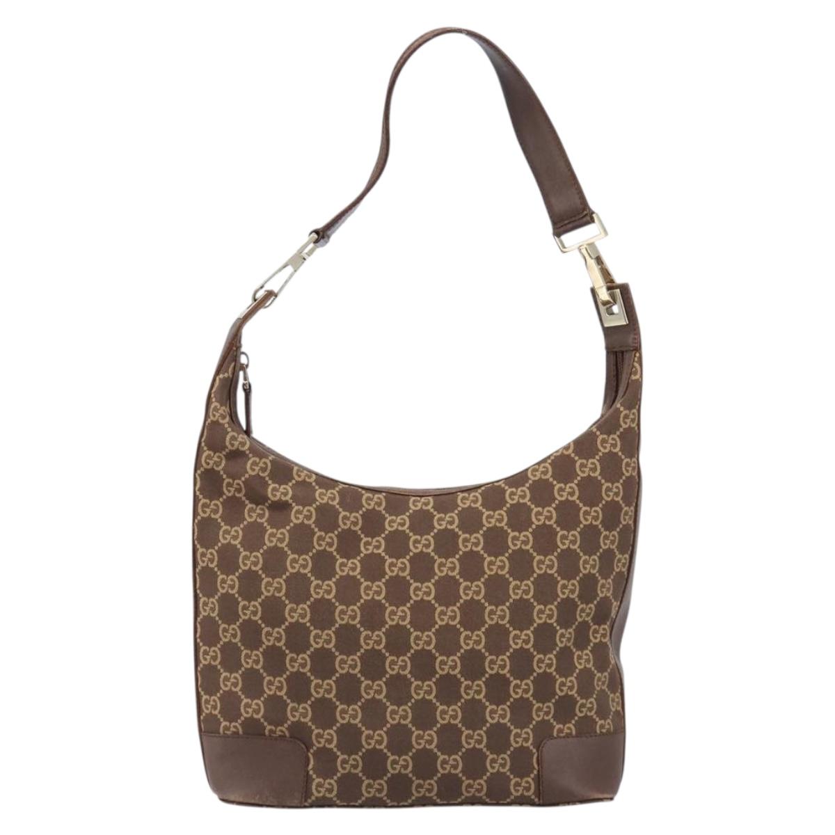 GUCCI GG Canvas Shoulder Bag Brown Gold 001 4204 Auth BA15649