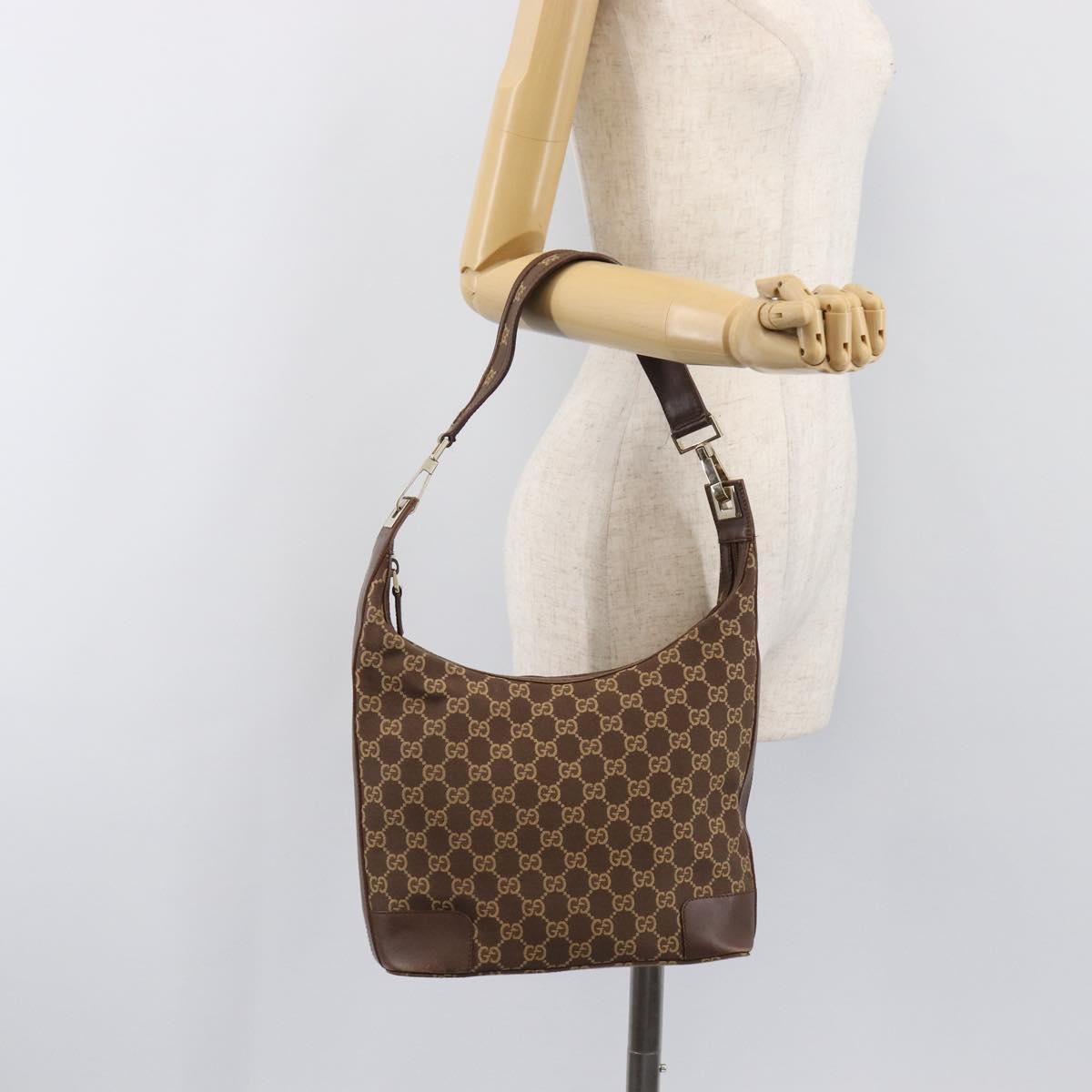 GUCCI GG Canvas Shoulder Bag Brown Gold 001 4204 Auth BA15649