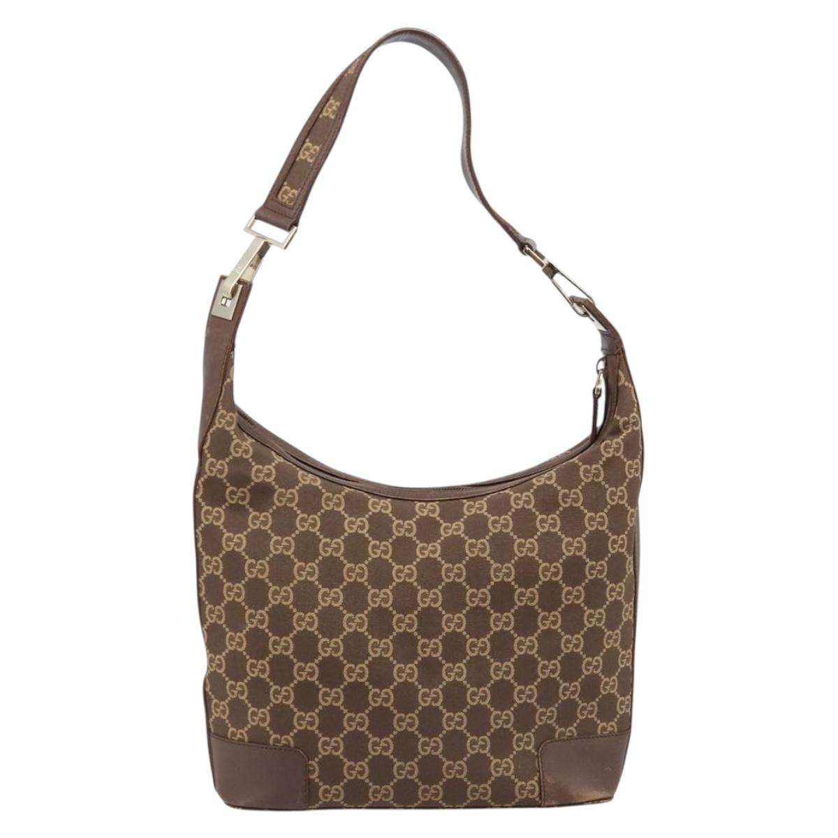 GUCCI GG Canvas Shoulder Bag Brown Gold 001 4204 Auth BA15649