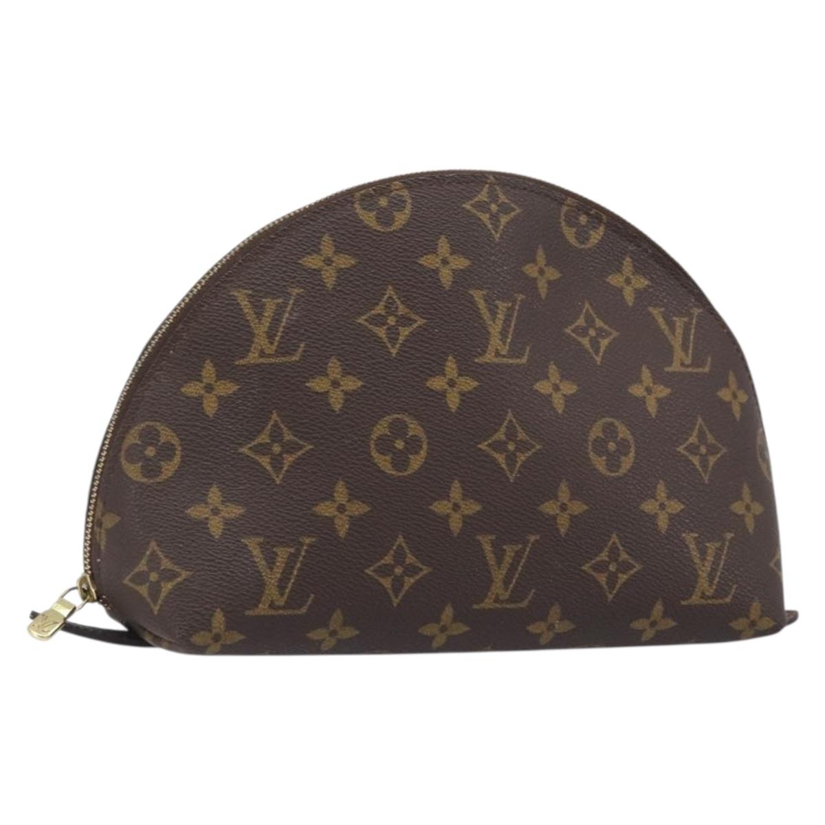 LOUIS VUITTON Monogram Trousse Demi Ronde Cosmetic Pouch M47520 LV Auth BA15653