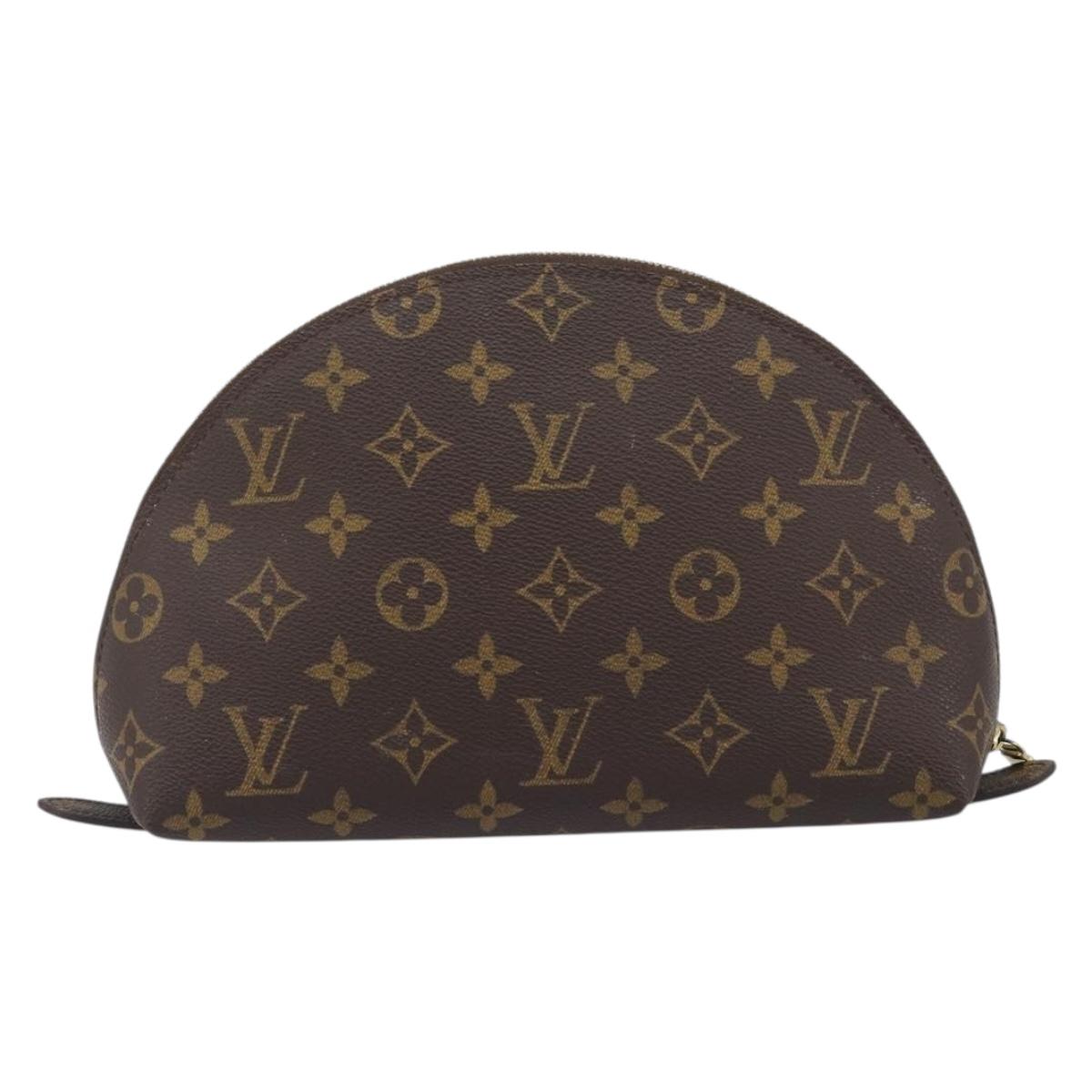 LOUIS VUITTON Monogram Trousse Demi Ronde Cosmetic Pouch M47520 LV Auth BA15653