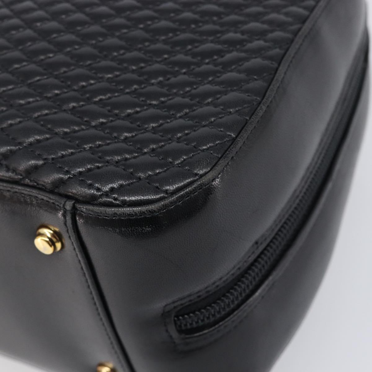 BALLY Hand Bag Leather Black Gold Auth BA15655A