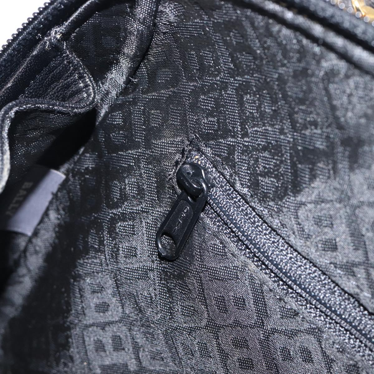 BALLY Hand Bag Leather Black Gold Auth BA15655A