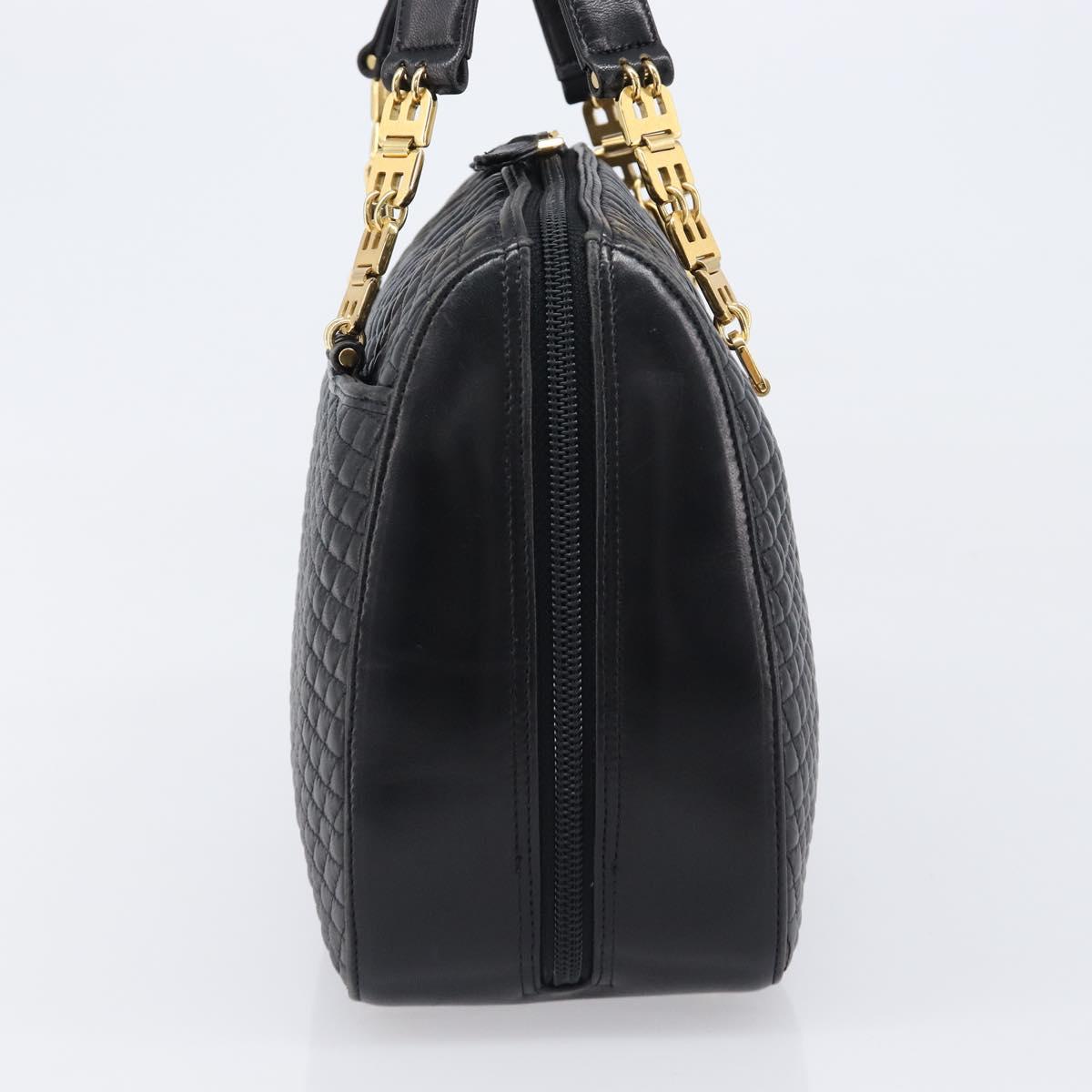 BALLY Hand Bag Leather Black Gold Auth BA15655A