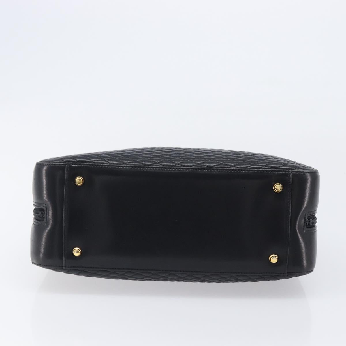 BALLY Hand Bag Leather Black Gold Auth BA15655A
