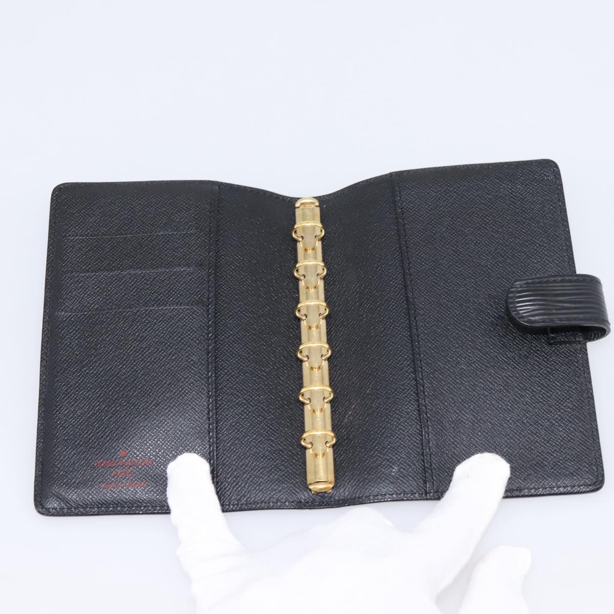 LOUIS VUITTON Epi Agenda PM Day Planner Cover Black R20092 LV Auth BA15663