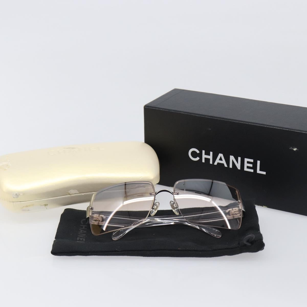 CHANEL Rimless Sunglasses plastic Clear CC Auth BA15664M