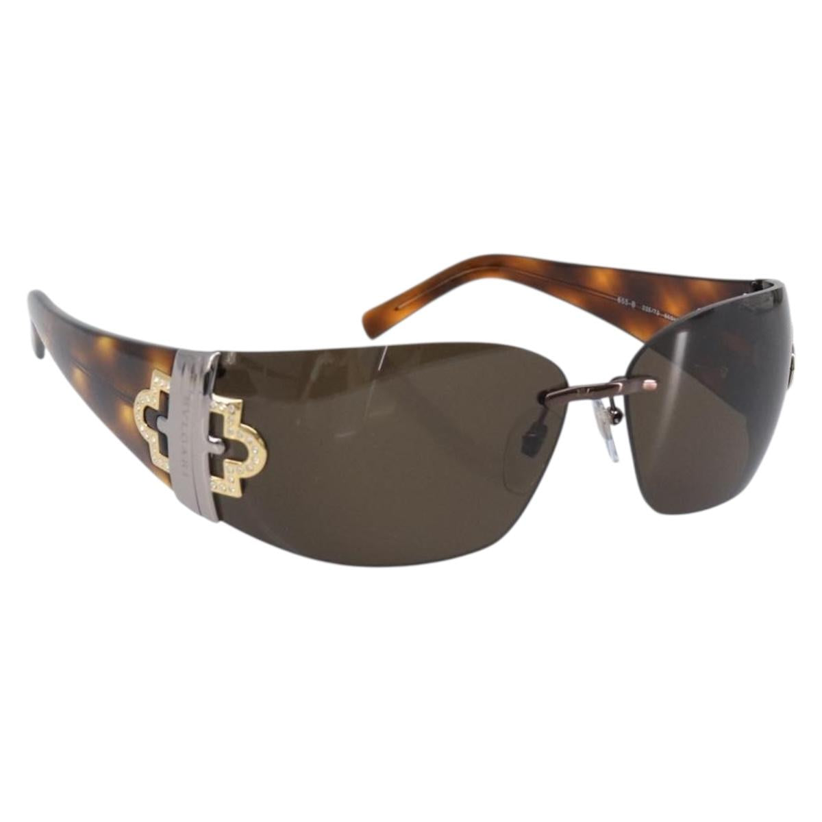 BVLGARI Sunglasses plastic Brown Auth BA15666V