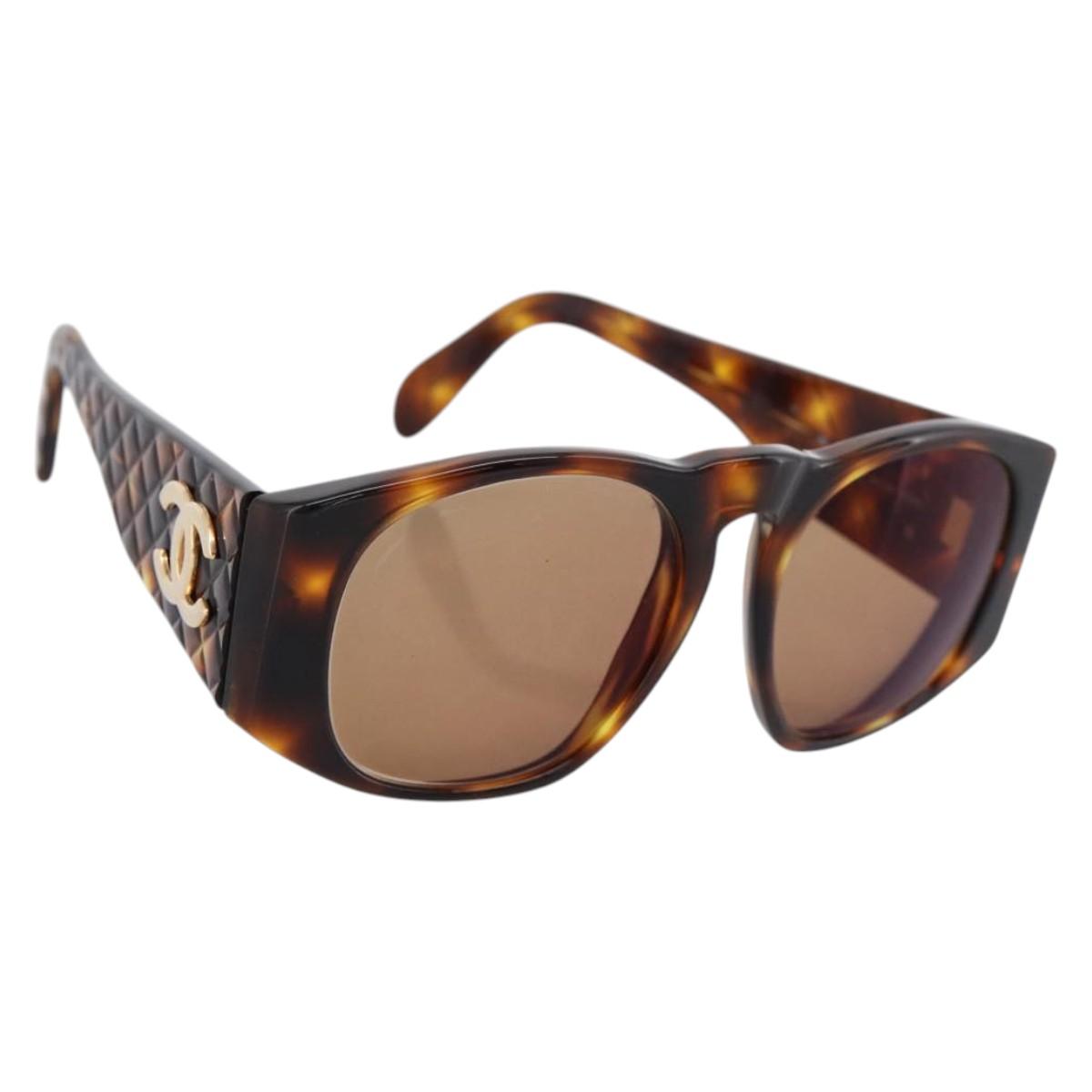 CHANEL Tortoise Pattern Sunglasses plastic Brown CC Auth BA15667