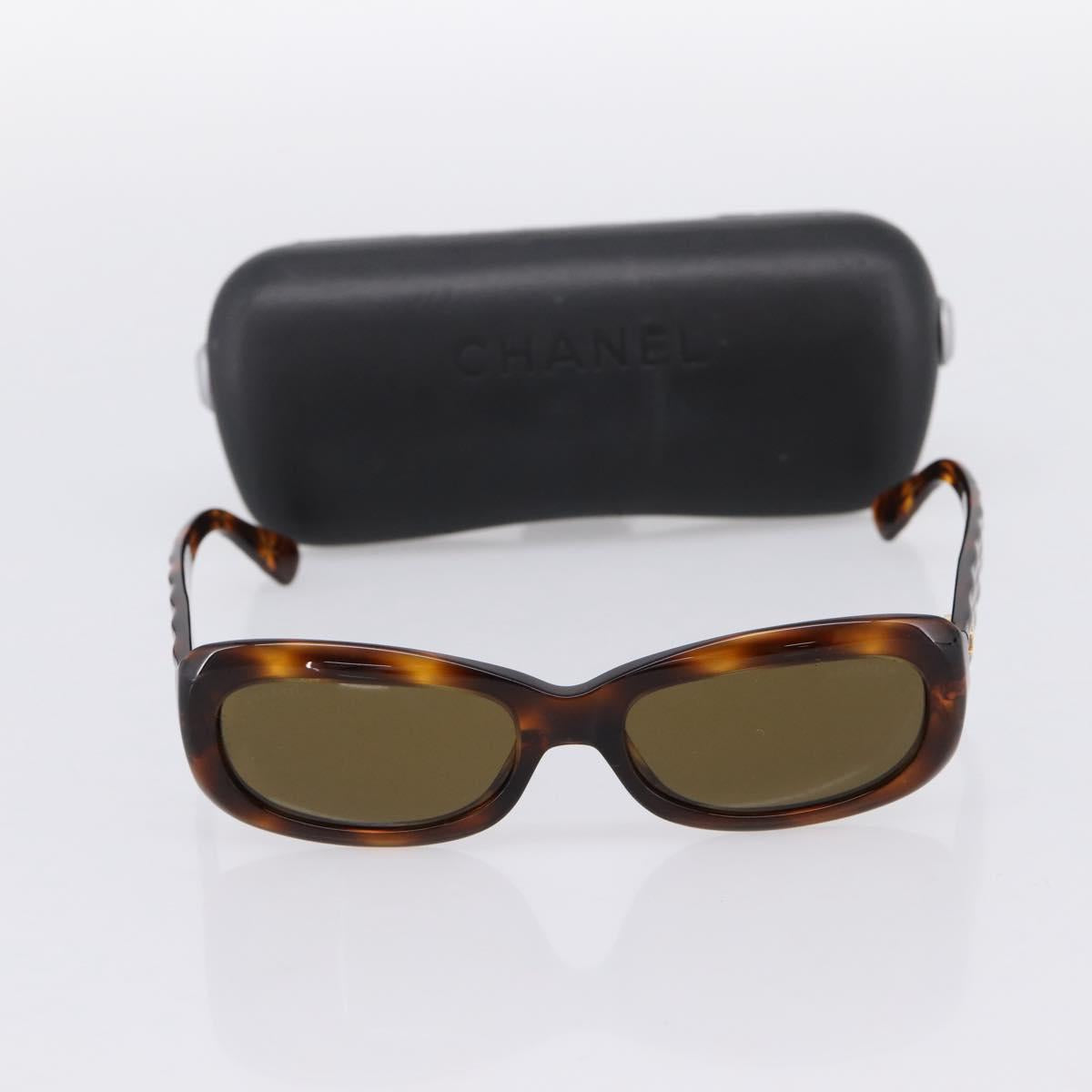 CHANEL Tortoise Pattern Sunglasses plastic Brown CC Auth BA15672