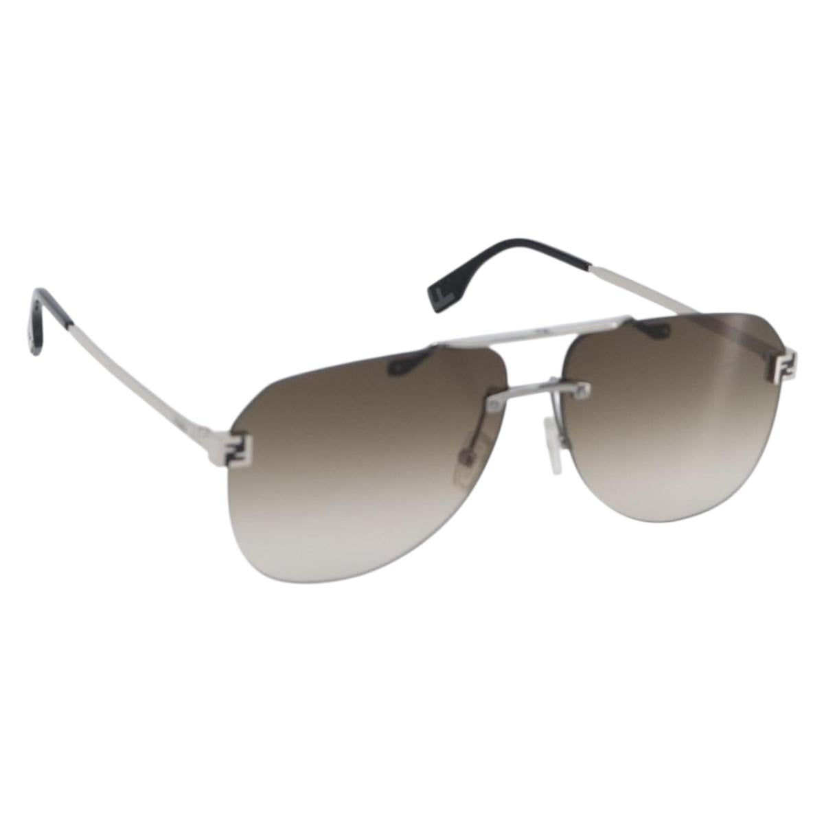 FENDI Rimless Sunglasses metal Black Auth BA15677M