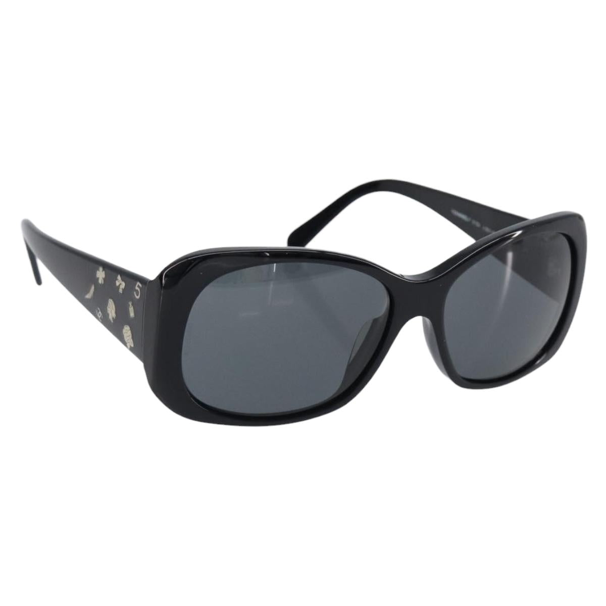 CHANEL Sunglasses plastic Black CC Auth BA15678V