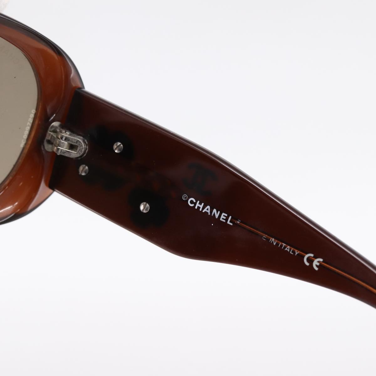 CHANEL Camelia Sunglasses plastic Brown CC Auth BA15680