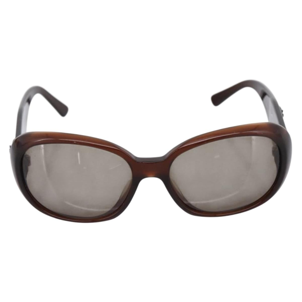 CHANEL Camelia Sunglasses plastic Brown CC Auth BA15680