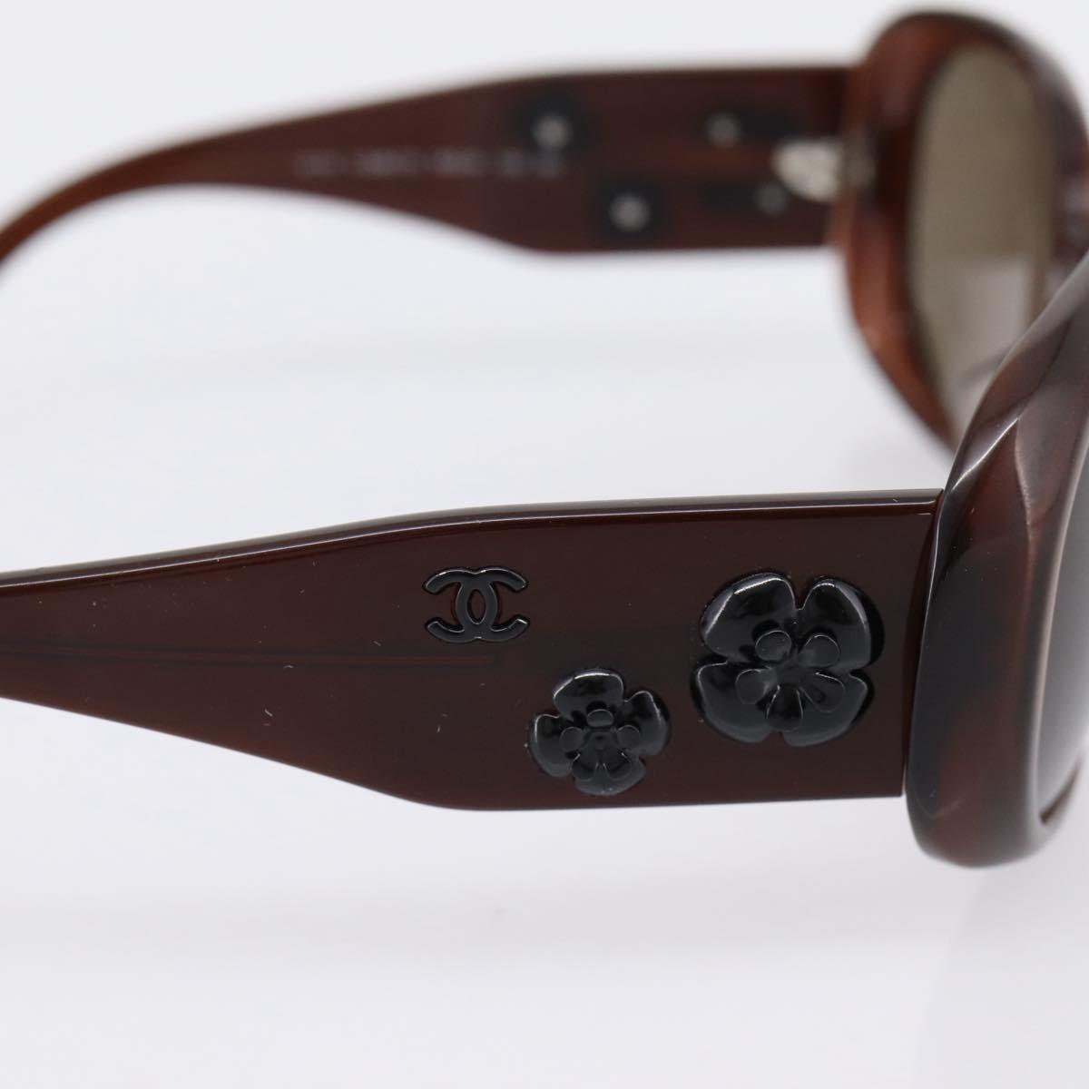 CHANEL Camelia Sunglasses plastic Brown CC Auth BA15680