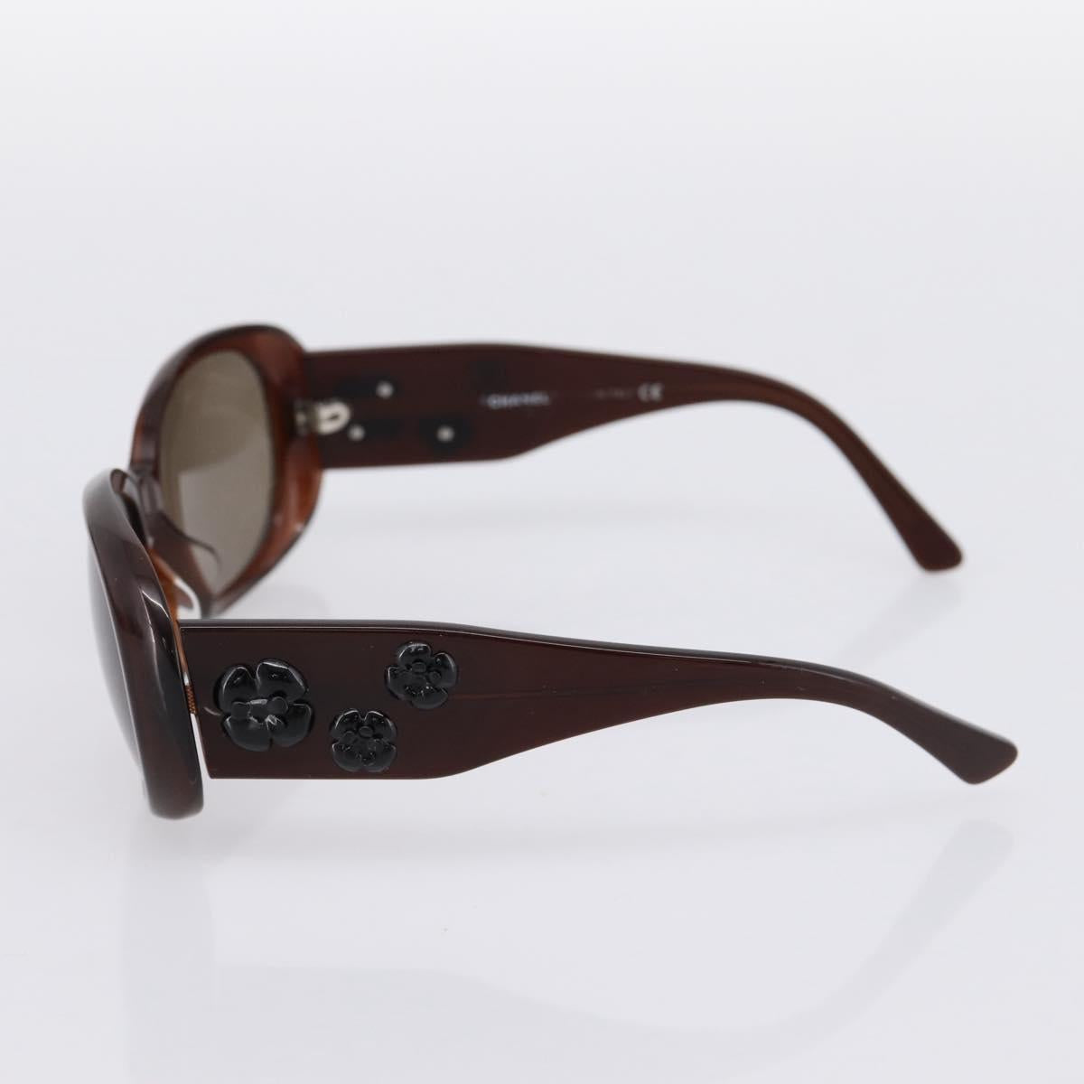 CHANEL Camelia Sunglasses plastic Brown CC Auth BA15680