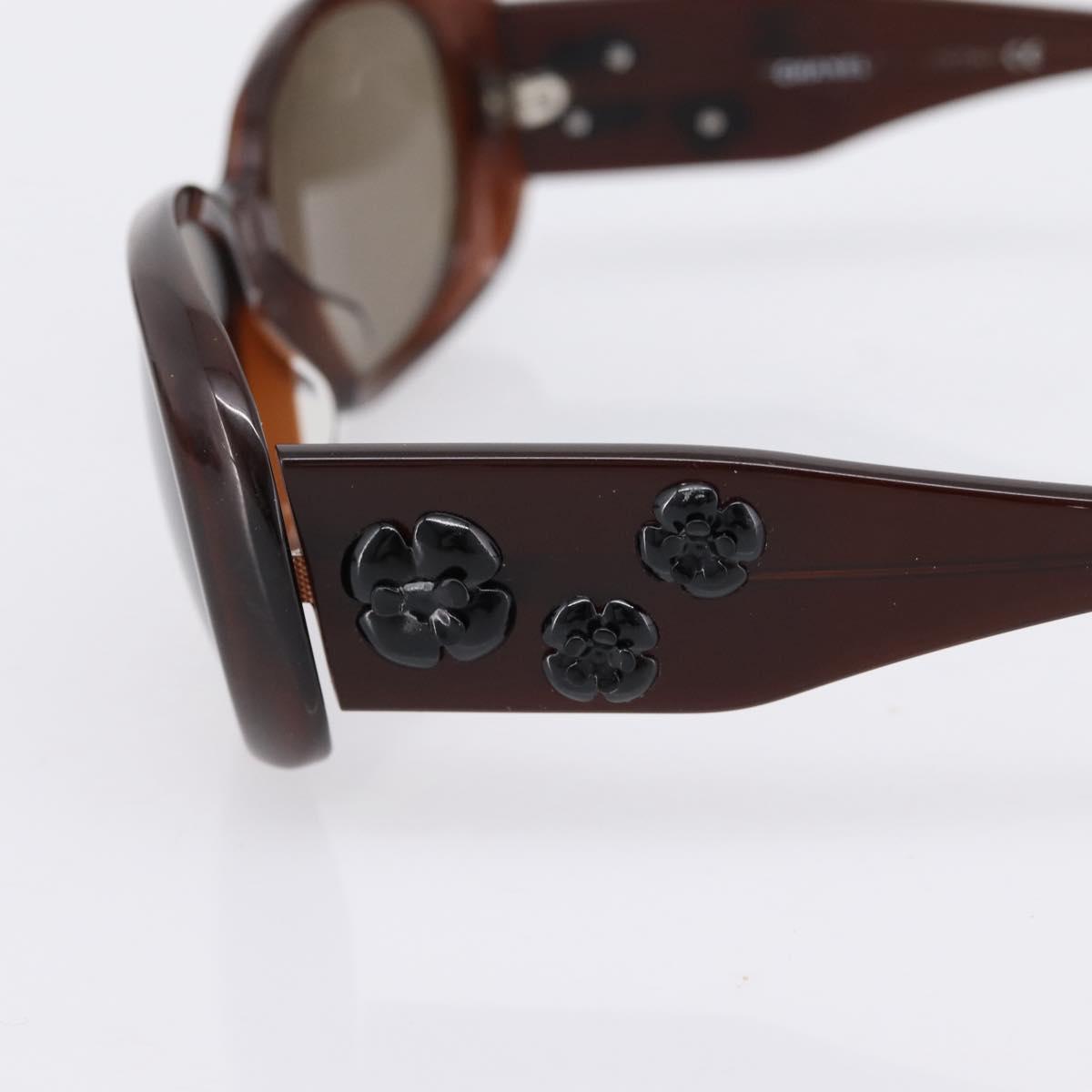 CHANEL Camelia Sunglasses plastic Brown CC Auth BA15680