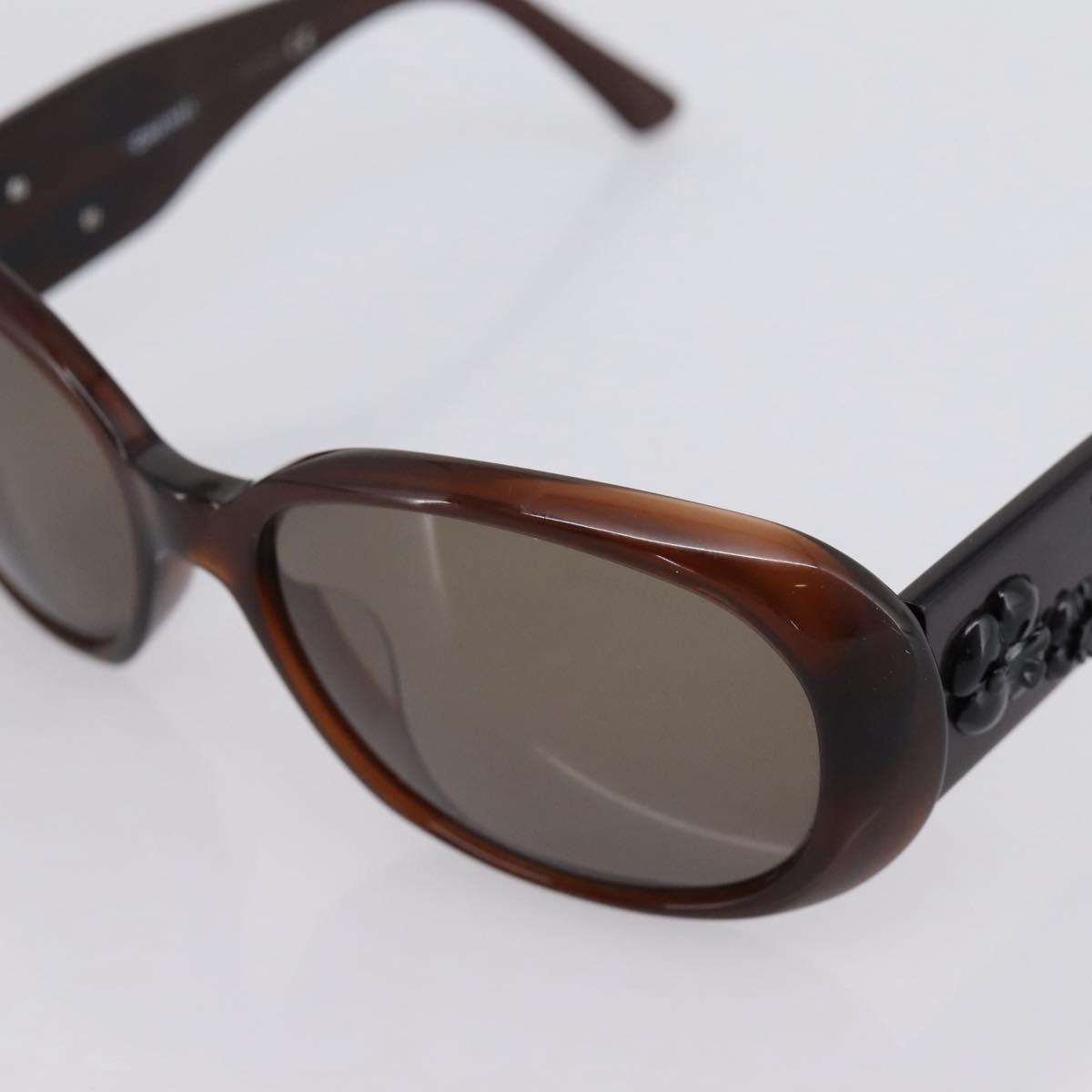 CHANEL Camelia Sunglasses plastic Brown CC Auth BA15680