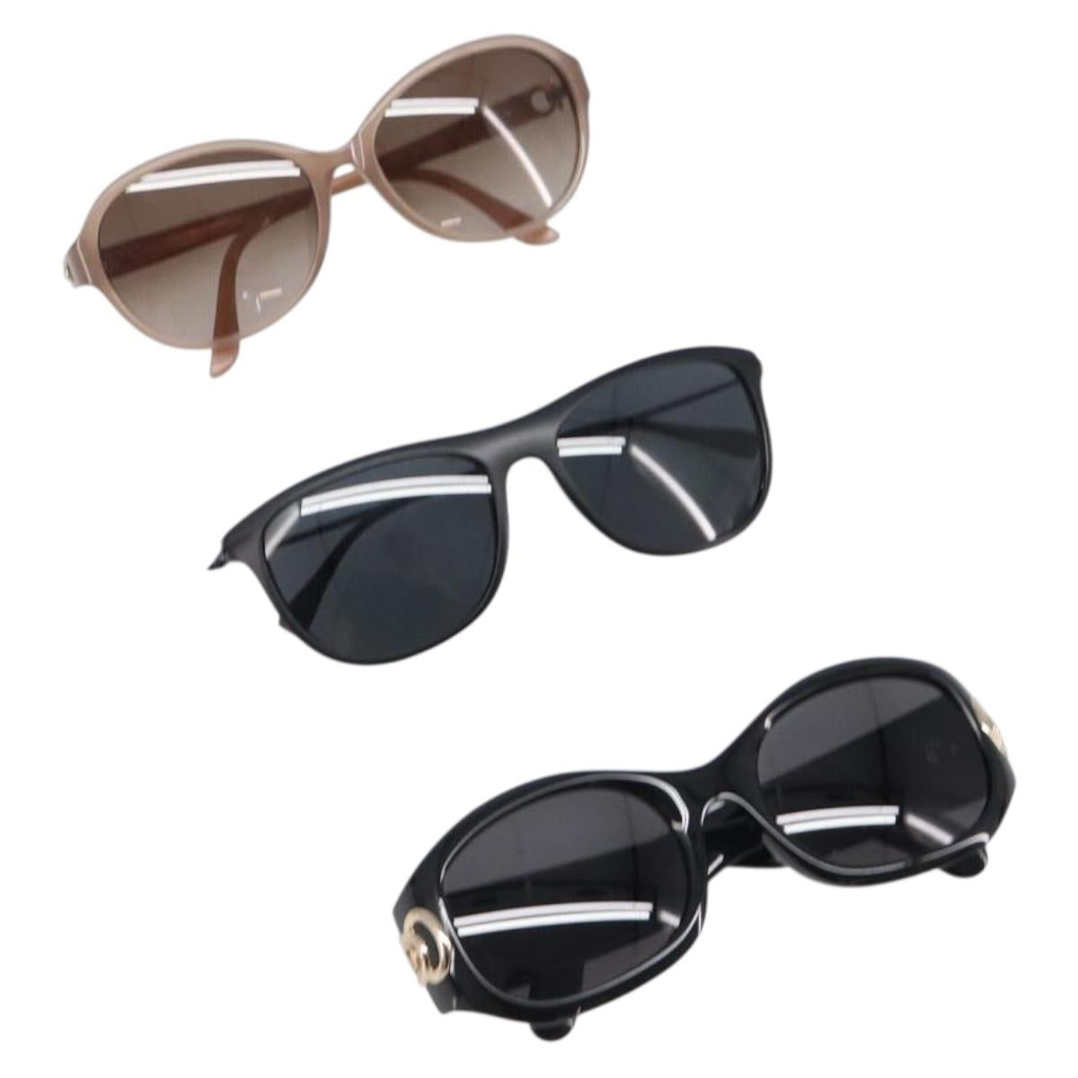 Christian Dior PRADA Salvatore Ferragamo Sunglasses 3 Set Black Auth BA15687