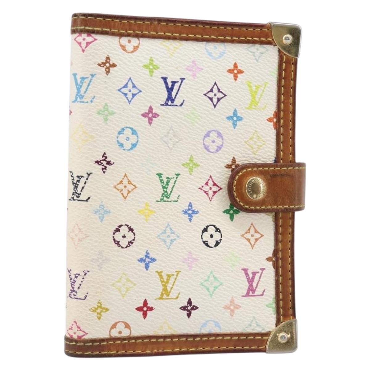 LOUIS VUITTON Monogram Multicolor Agenda PM White R21074 LV Auth BA15692