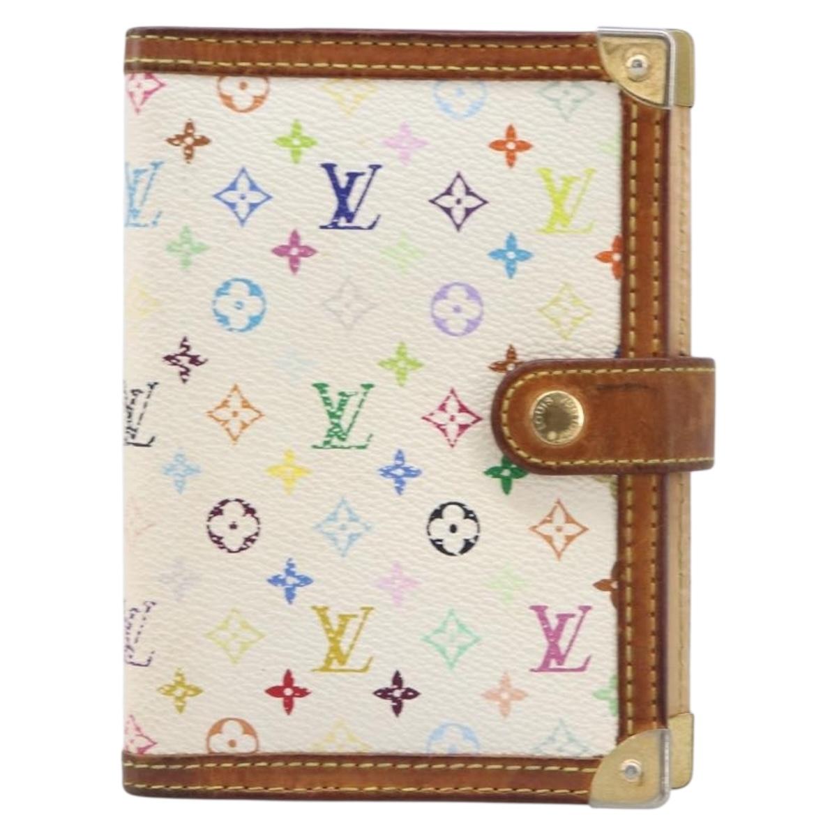 LOUIS VUITTON Monogram Multicolor Agenda PM White R21074 LV Auth BA15692