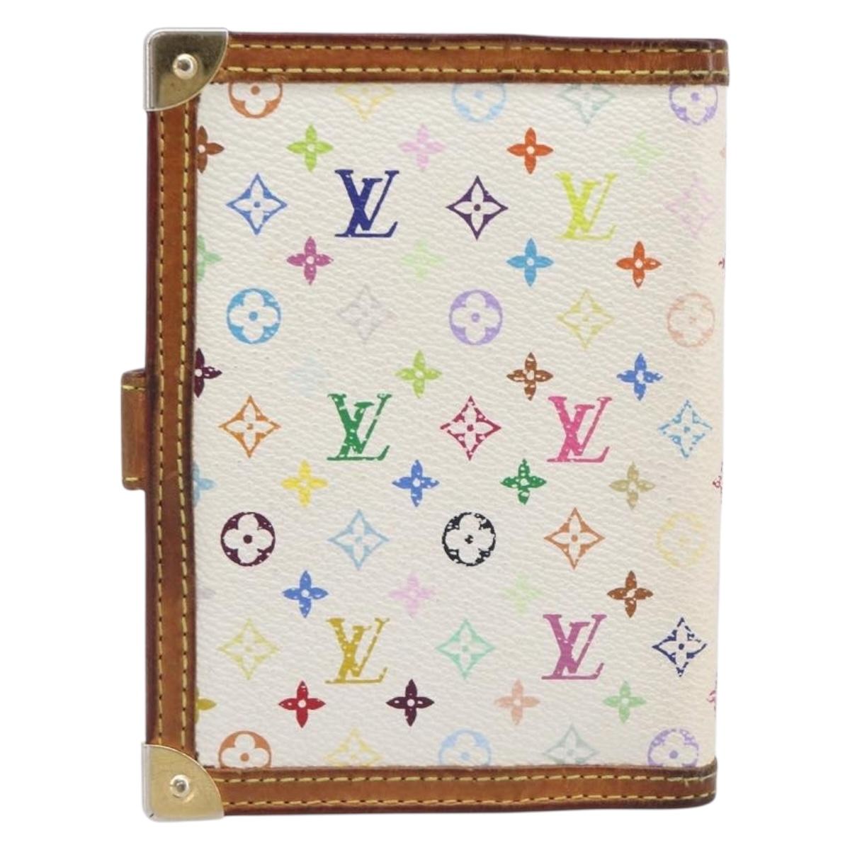LOUIS VUITTON Monogram Multicolor Agenda PM White R21074 LV Auth BA15692