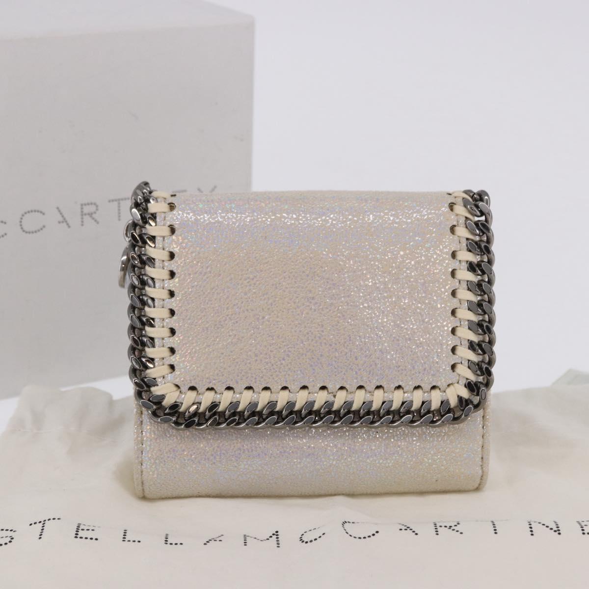 Stella MacCartney Falabella Trifold Wallet Suede Silver 540021 Auth BA15693V