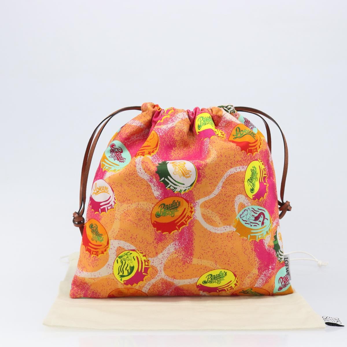 LOEWE Purse Hand Bag Canvas Paula's Ibiza collaboration Pink Auth BA15695A