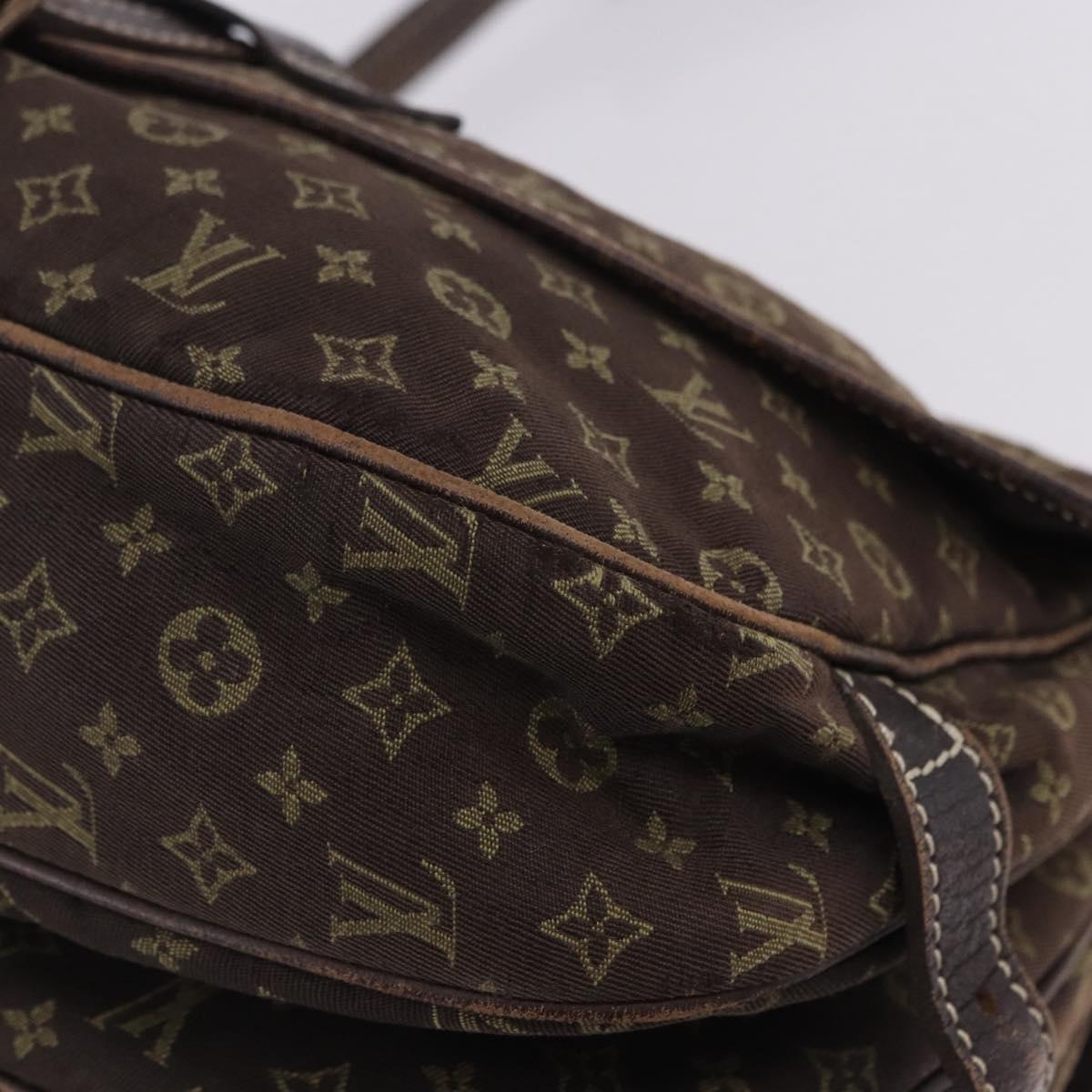LOUIS VUITTON Monogram Mini Lin Saumur 30 Bag Brown Fuzan M95227 LV Auth BA15702