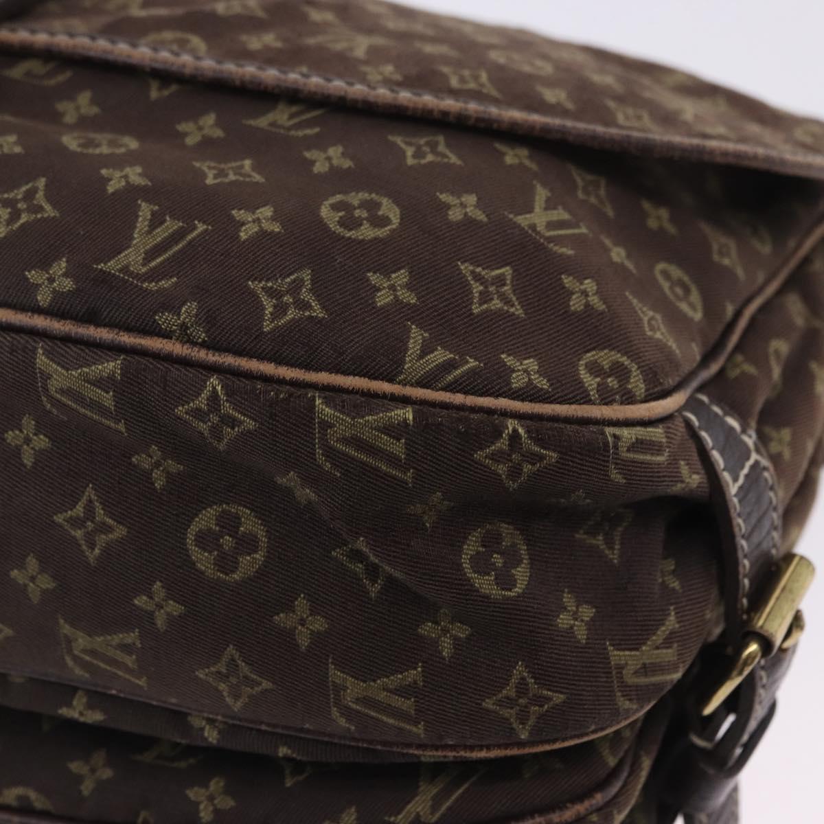 LOUIS VUITTON Monogram Mini Lin Saumur 30 Bag Brown Fuzan M95227 LV Auth BA15702