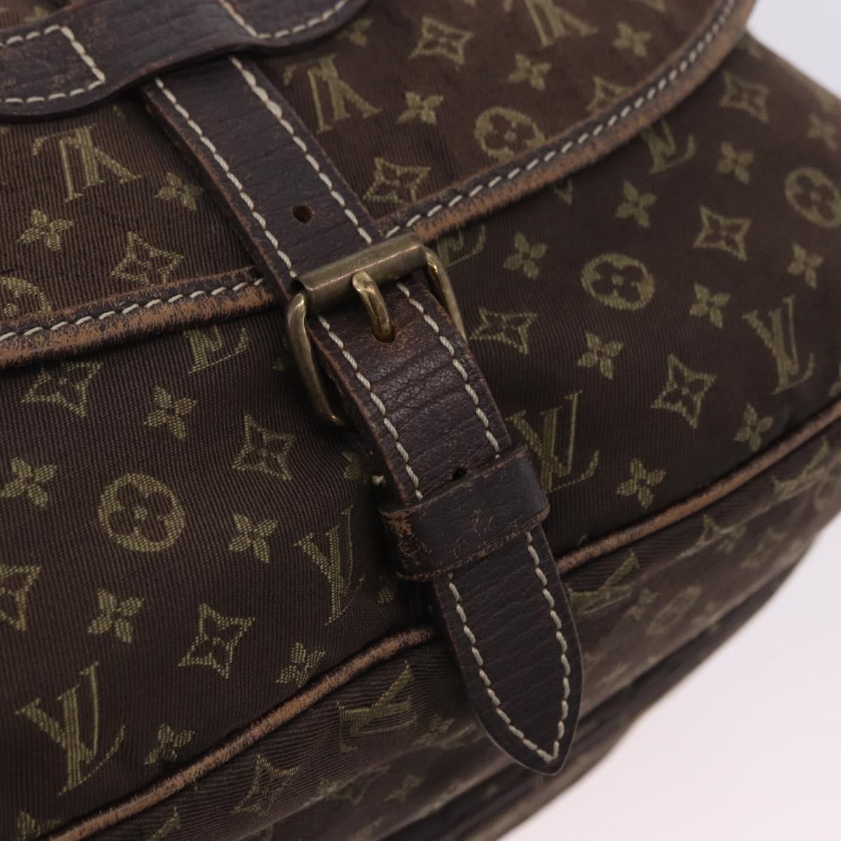 LOUIS VUITTON Monogram Mini Lin Saumur 30 Bag Brown Fuzan M95227 LV Auth BA15702