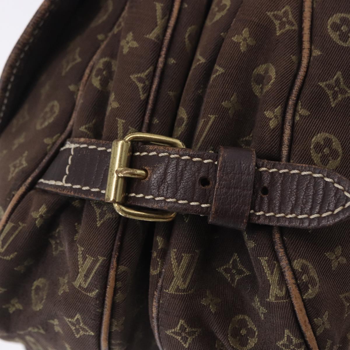 LOUIS VUITTON Monogram Mini Lin Saumur 30 Bag Brown Fuzan M95227 LV Auth BA15702