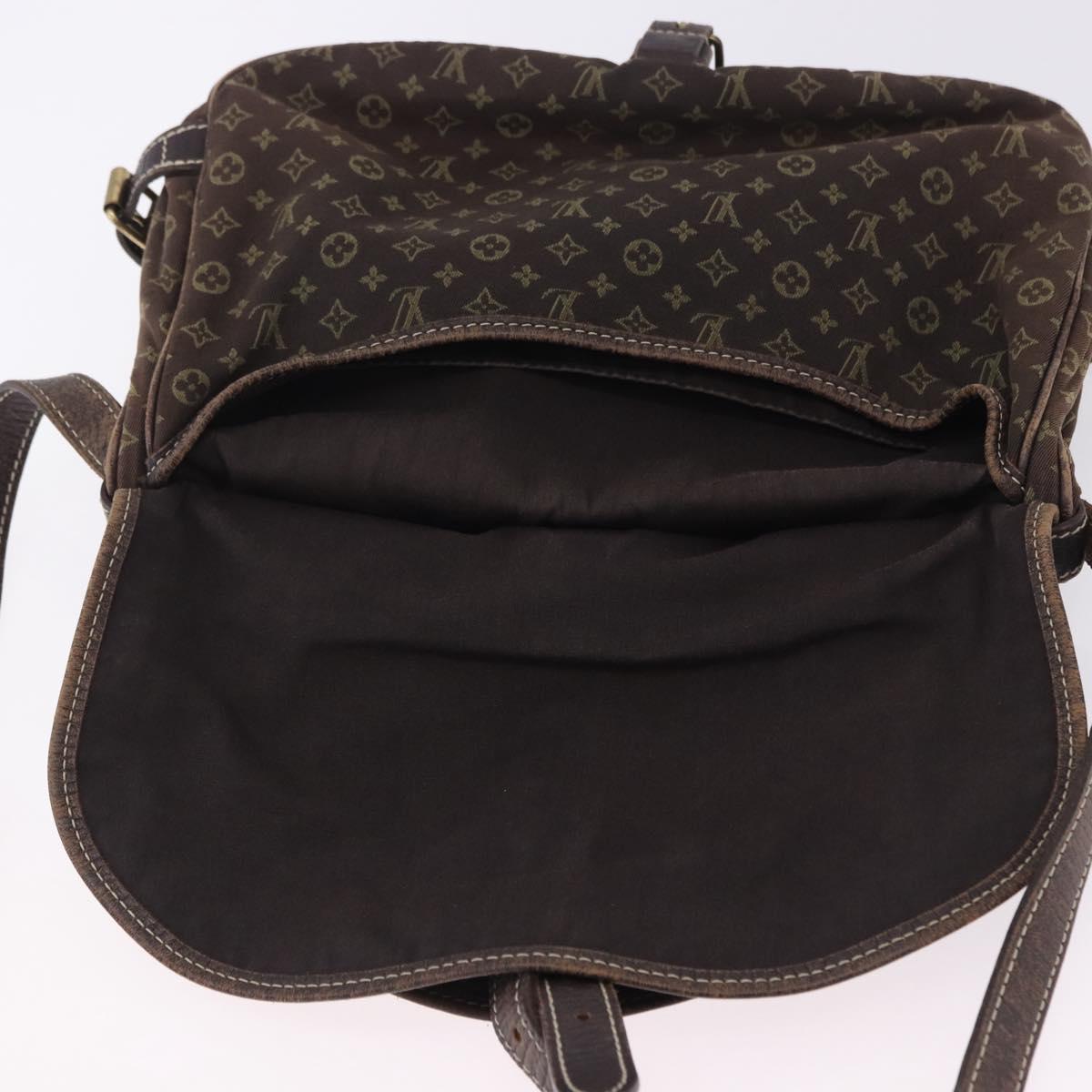 LOUIS VUITTON Monogram Mini Lin Saumur 30 Bag Brown Fuzan M95227 LV Auth BA15702
