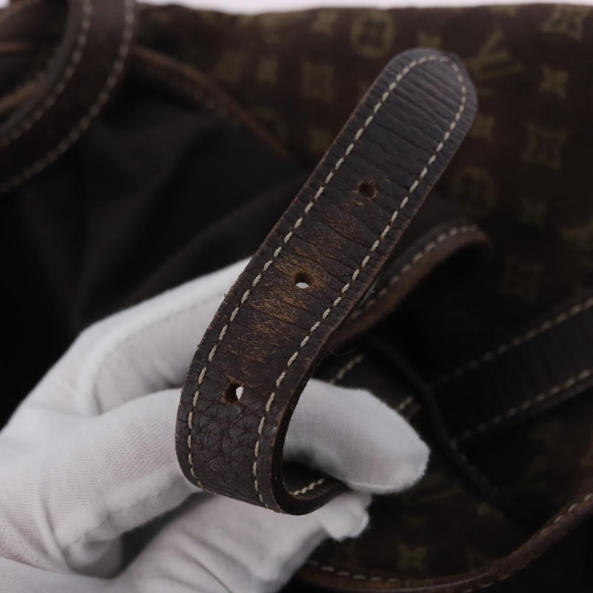 LOUIS VUITTON Monogram Mini Lin Saumur 30 Bag Brown Fuzan M95227 LV Auth BA15702