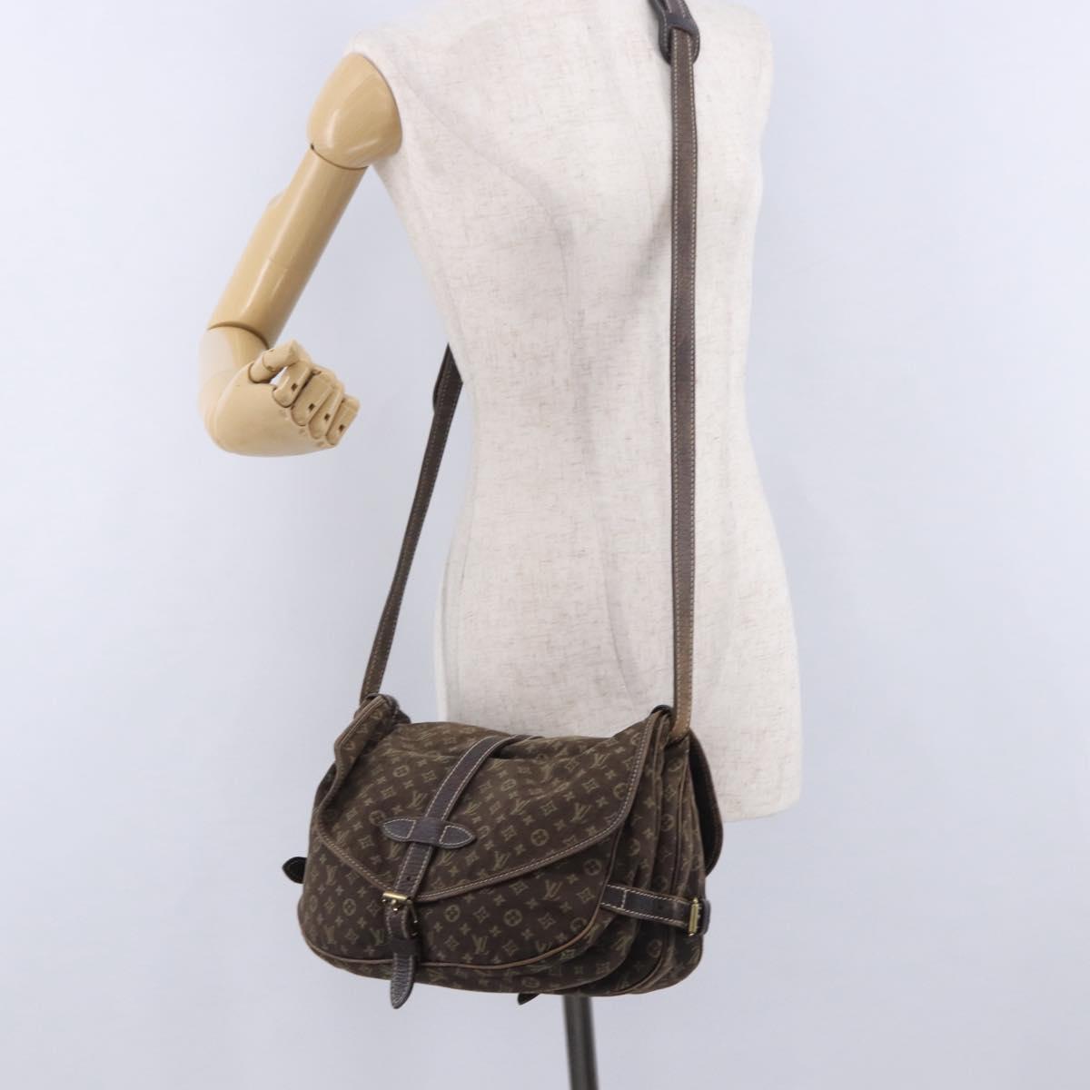 LOUIS VUITTON Monogram Mini Lin Saumur 30 Bag Brown Fuzan M95227 LV Auth BA15702