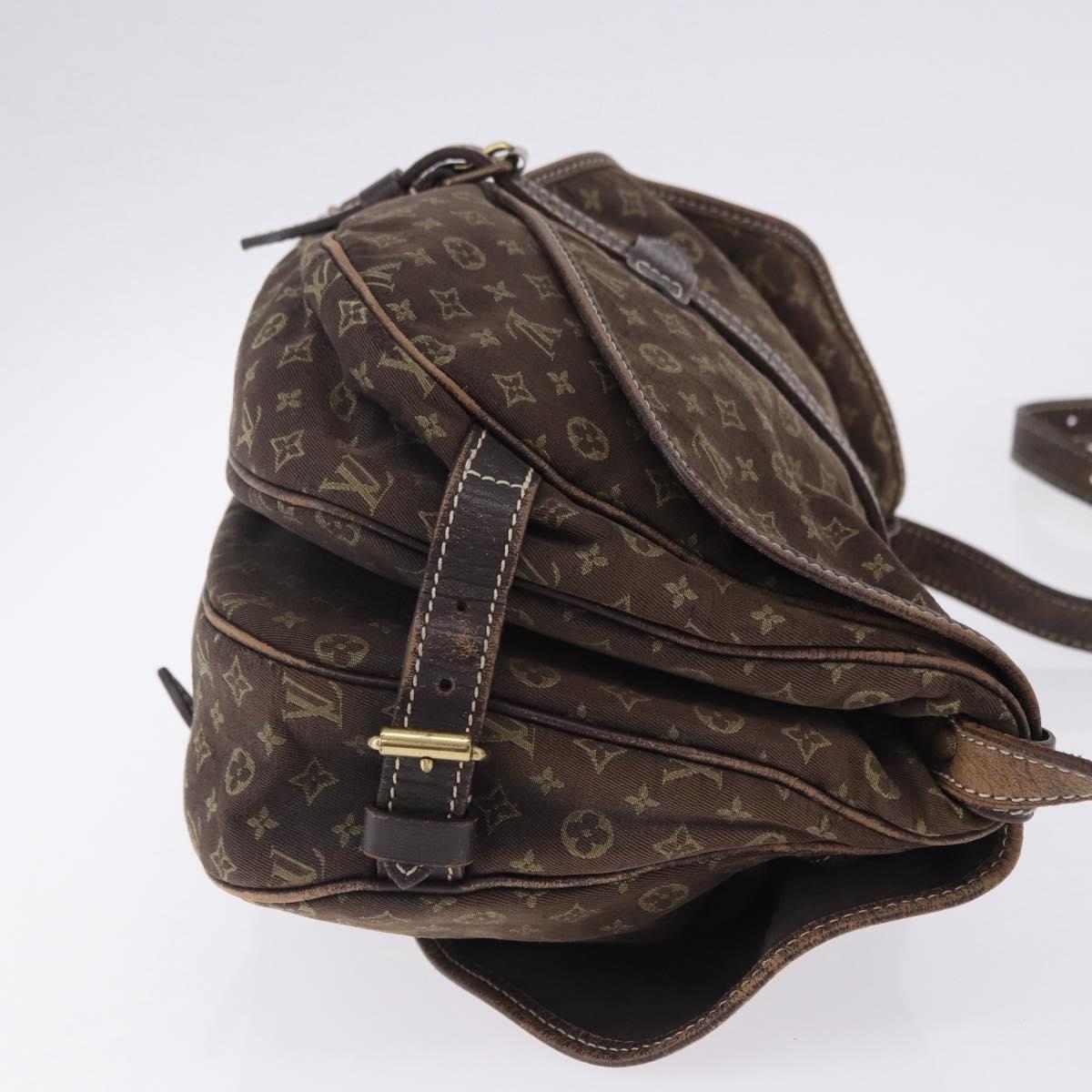 LOUIS VUITTON Monogram Mini Lin Saumur 30 Bag Brown Fuzan M95227 LV Auth BA15702