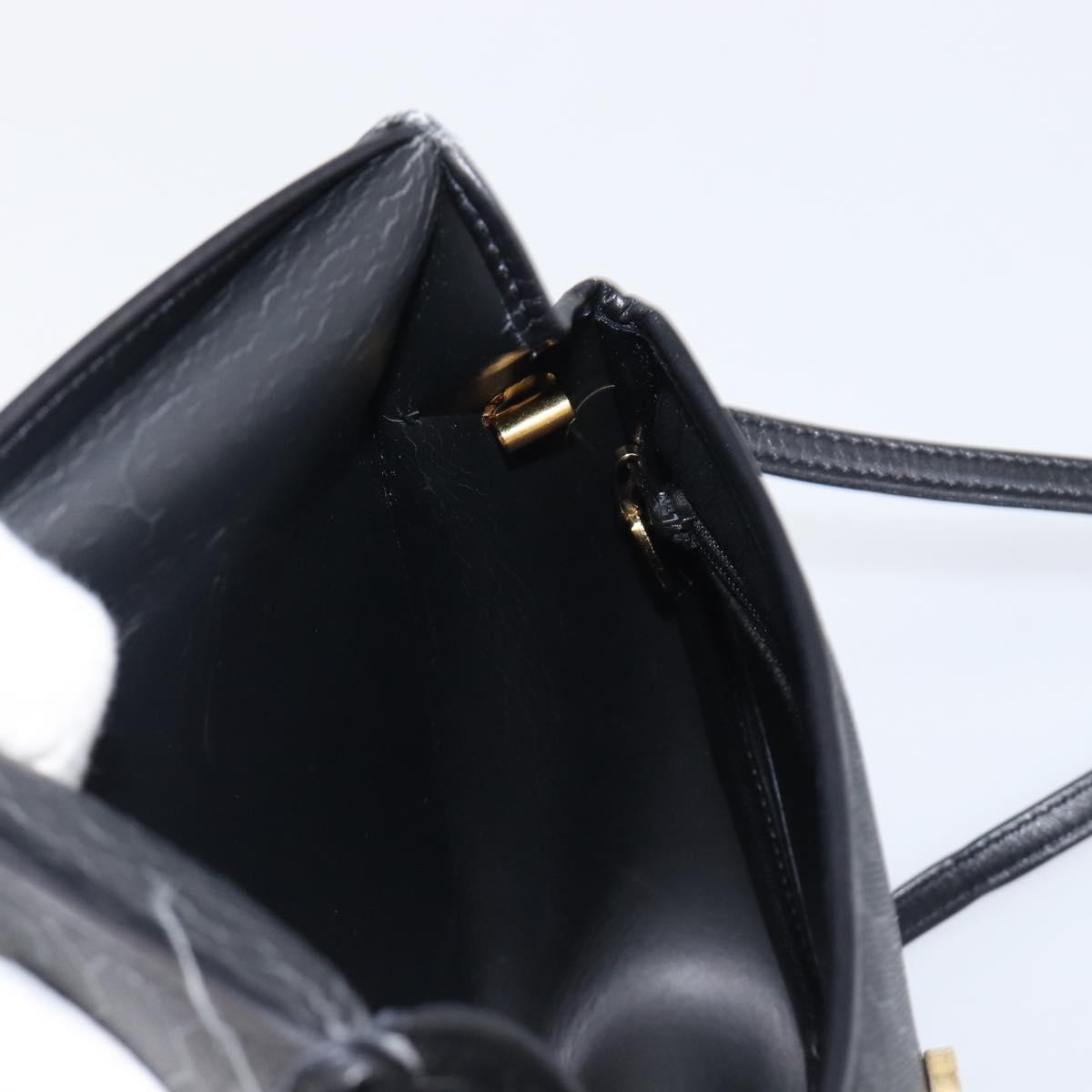 Christian Dior Honeycomb Canvas Shoulder Bag PVC Black Gold Auth BA15703A
