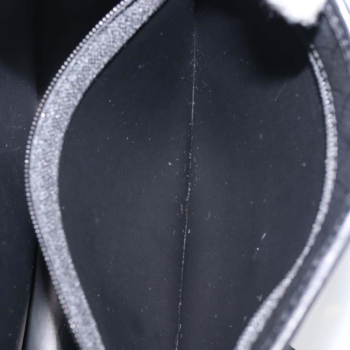 Christian Dior Honeycomb Canvas Shoulder Bag PVC Black Gold Auth BA15703A