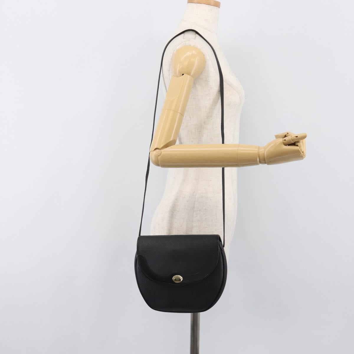 Christian Dior Honeycomb Canvas Shoulder Bag PVC Black Gold Auth BA15703A