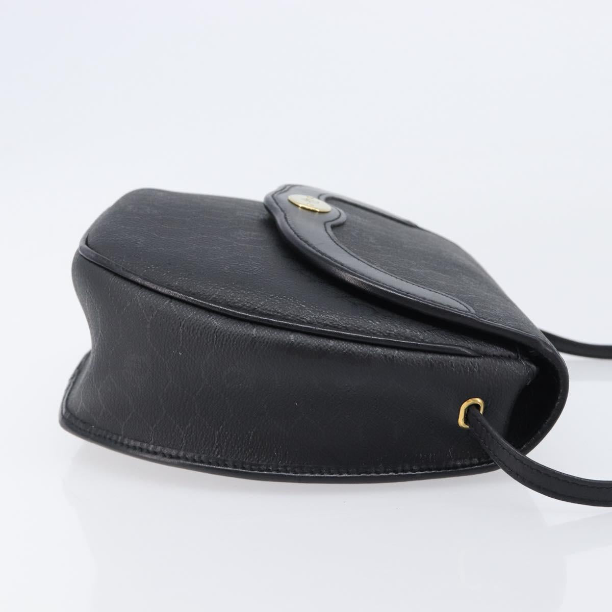 Christian Dior Honeycomb Canvas Shoulder Bag PVC Black Gold Auth BA15703A