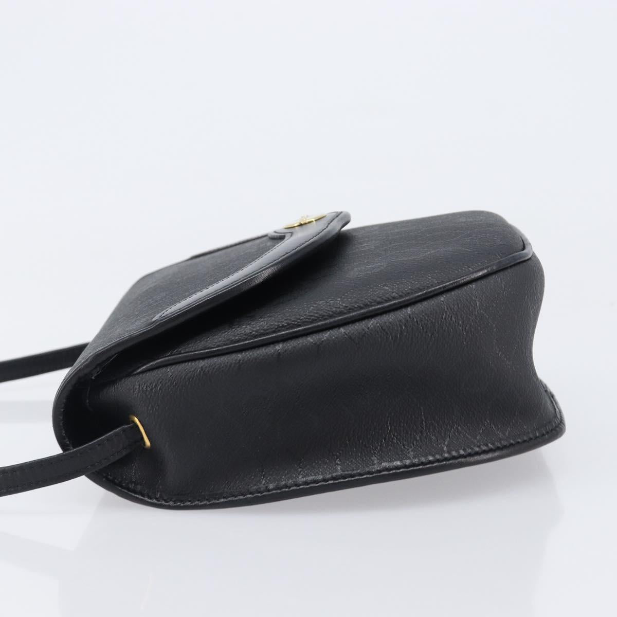 Christian Dior Honeycomb Canvas Shoulder Bag PVC Black Gold Auth BA15703A