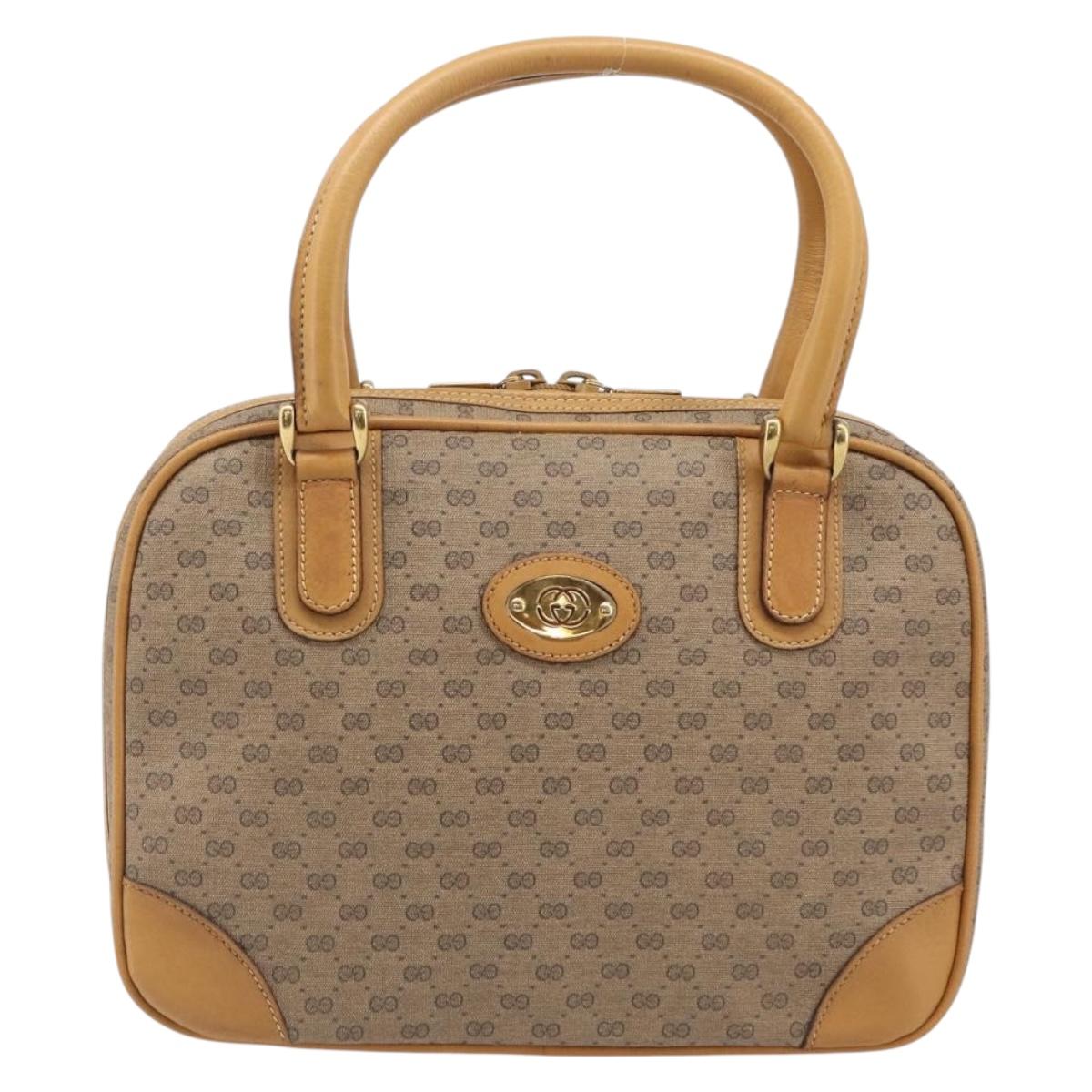 GUCCI Micro GG Supreme Hand Bag PVC Beige Gold 000 39 0030 Auth BA15706