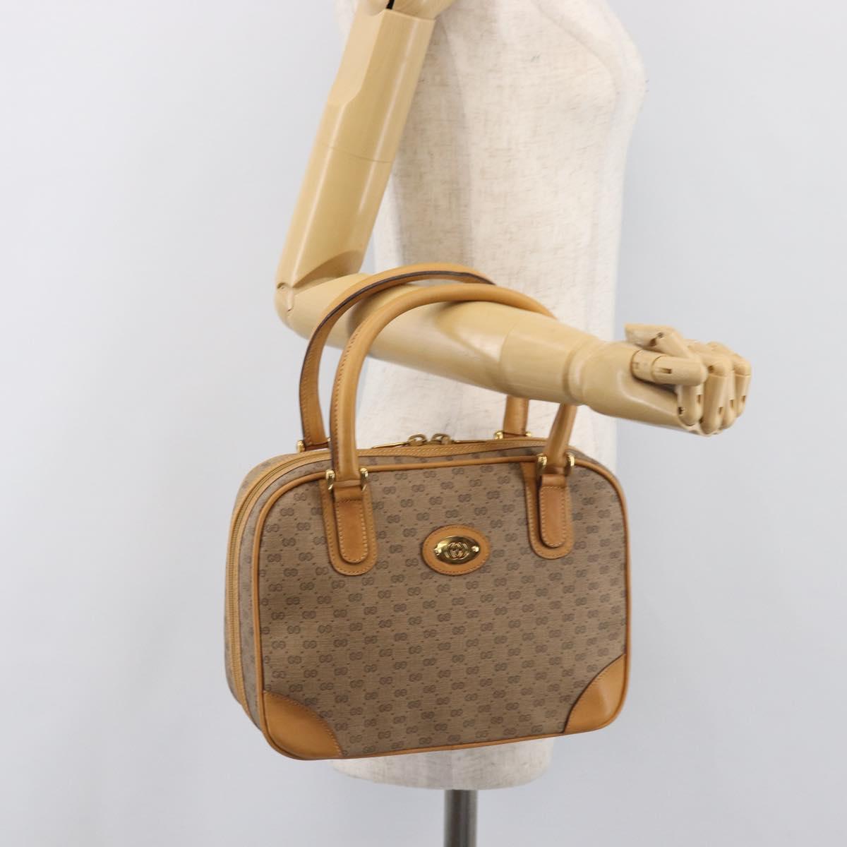GUCCI Micro GG Supreme Hand Bag PVC Beige Gold 000 39 0030 Auth BA15706