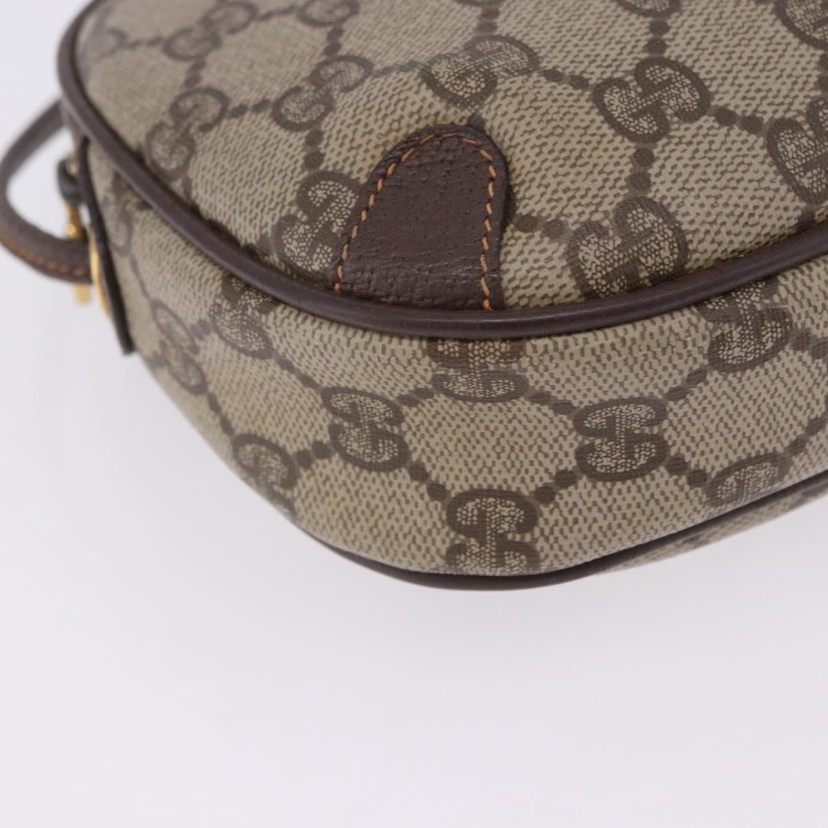 GUCCI GG Supreme Web Sherry Line Bag PVC Beige Gold 156 02 066 Auth BA15707